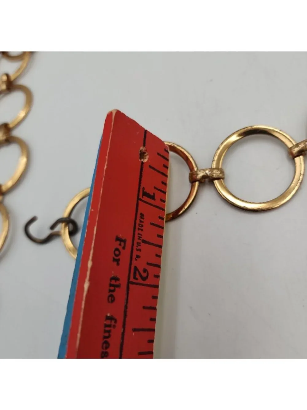 Vintage Gold Tone Circle Link Chain Belt Boho Hip Waist Adjustable 1970s 36